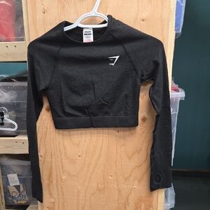 Gymshark Size S Charcoal Cropped Longsleeve Top